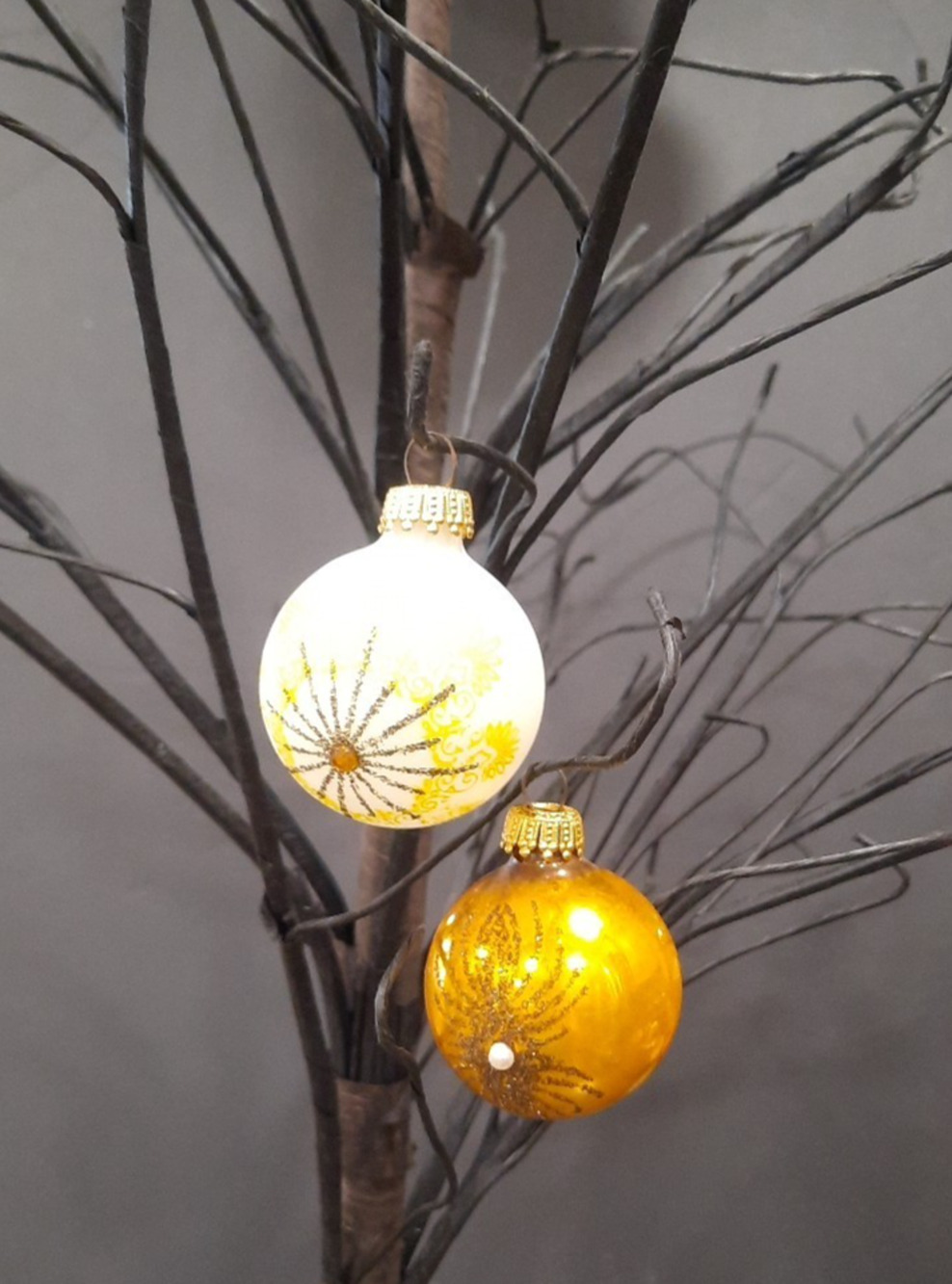 2 VTG 2" Glass Christmas Ornament West Germany Orange Yellow Spider Autumn